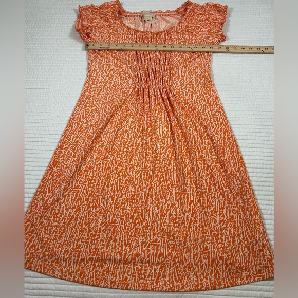 MICHAEL- Michael Kors Orange/White Print Midi Dress. Size Small. - Picture 6 of 9